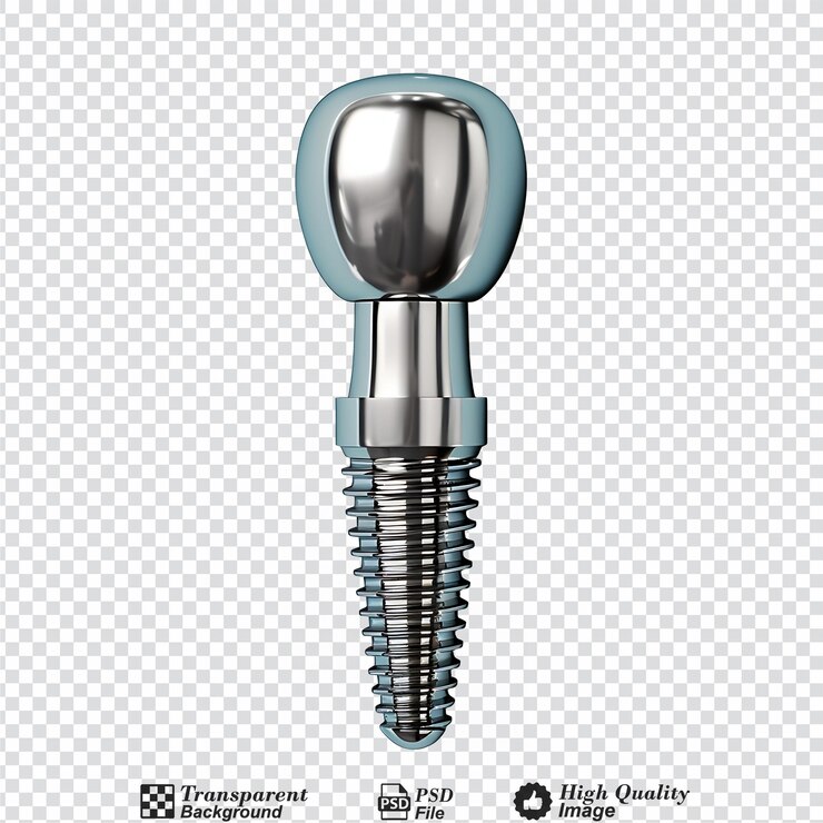 PSD modelo de implante dental aislado sobre un fondo transparente