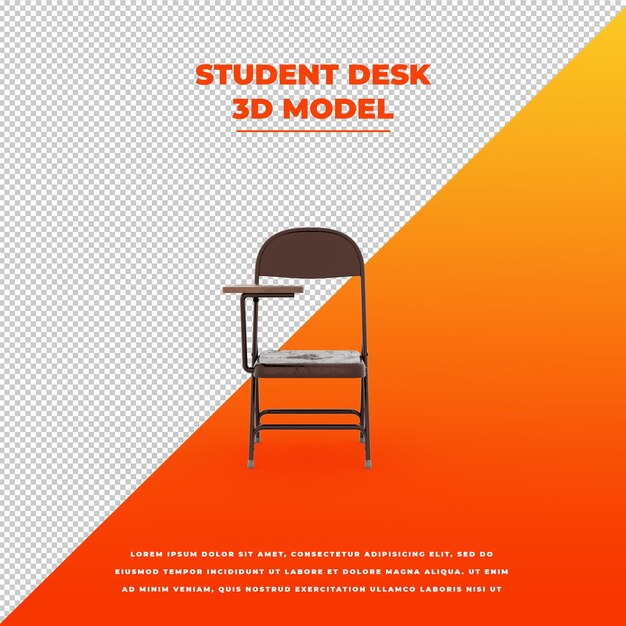 PSD modelo isolado 3d da mesa do estudante