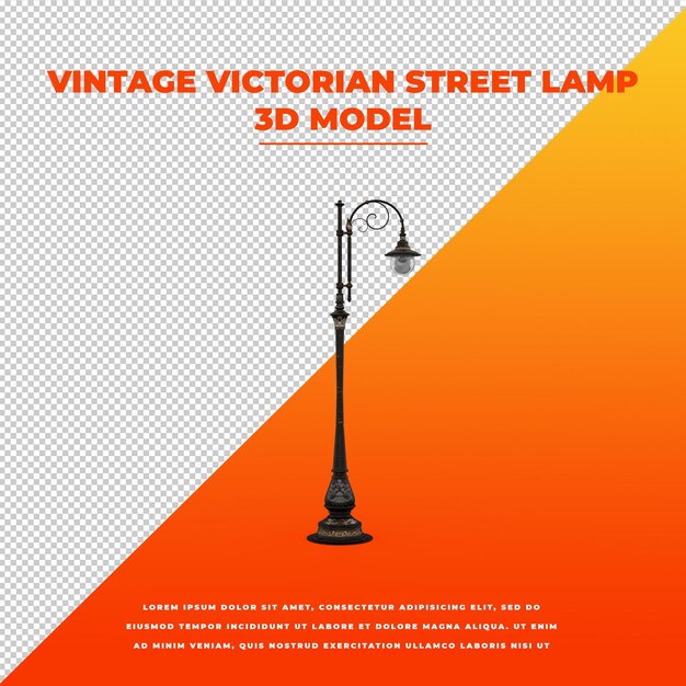 PSD modelo isolado 3d de lâmpada de rua vitoriana vintage