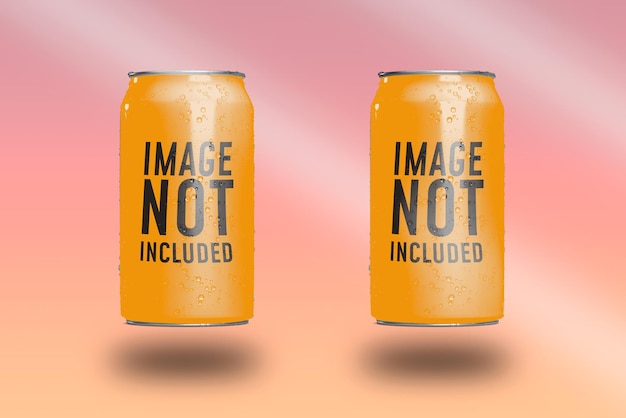 Modelo de una lata de bebidas de naranja