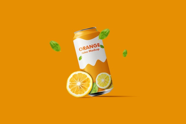 Modelo de una lata de jugo de naranja