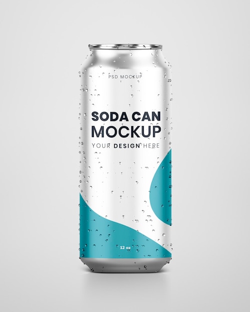 Modelo de lata de refresco fría para la marca de productos de bebidas psd