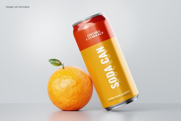 Modelo de lata de refresco con naranja