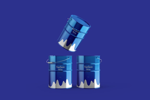 Modelo de latas de pintura metálica azul