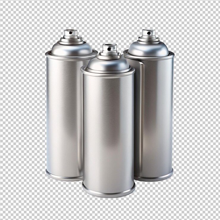 PSD modelo de latas de pulverización sobre un fondo transparente