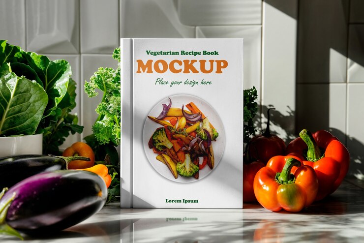 PSD modelo de libro de recetas vegetarianas