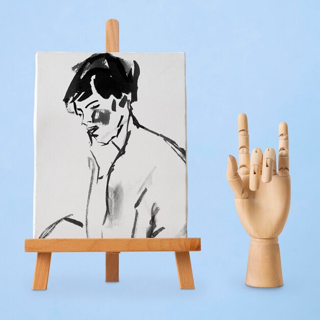 Modelo de lienzo psd diseño de obras de arte creativas objeto aislado
