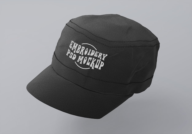 PSD modelo de logotipo bordado y alfiler en la gorra