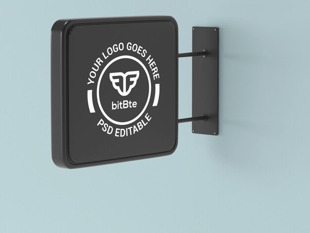 Modelo de logotipo colgado en la pared