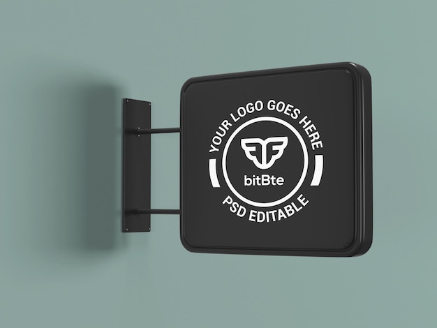 Modelo de logotipo colgado en la pared