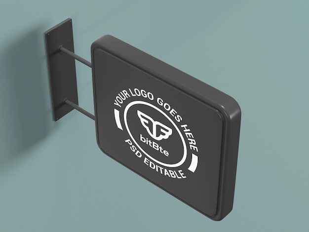 Modelo de logotipo colgado en la pared