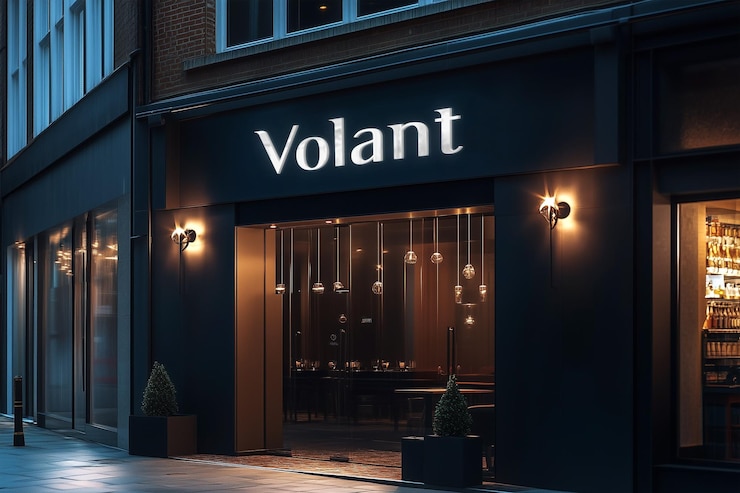 PSD modelo de logotipo de la fachada de una tienda para un restaurante