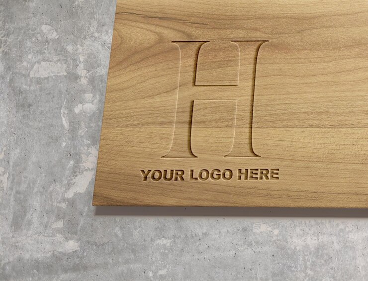 PSD modelo de logotipo de madera