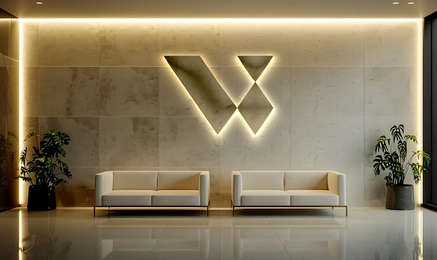 Modelo de logotipo de pared de una habitación de lujo de neón moderna