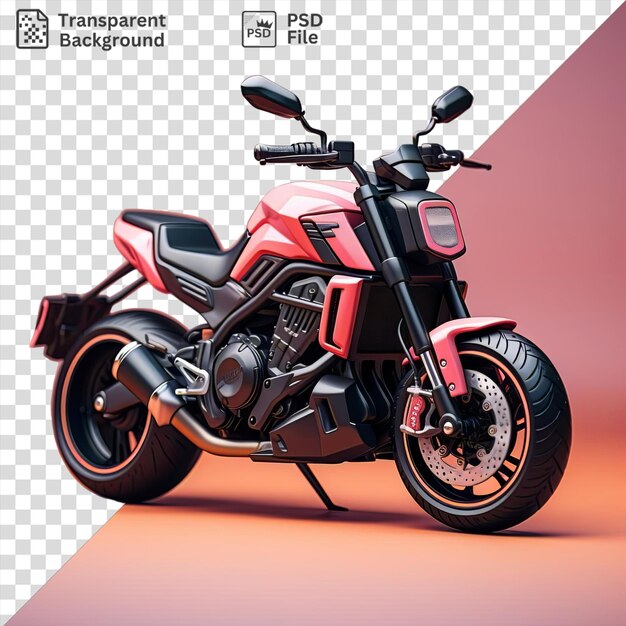 PSD modelo de maqueta de una motocicleta con un asiento negro y un soporte