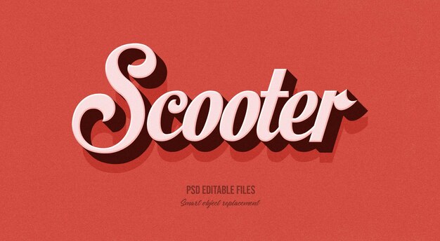 Modelo de maquillaje de efecto de estilo de texto 3D de scooter retro