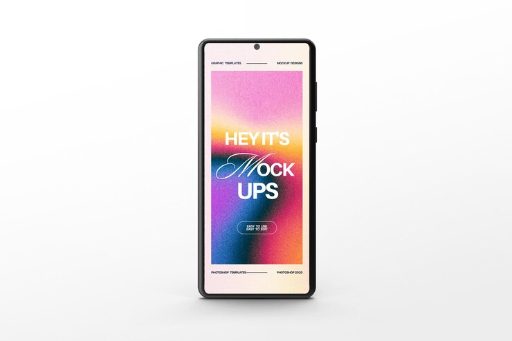 PSD modelo de maquillaje de teléfono realista de elegancia tecnológica moderna