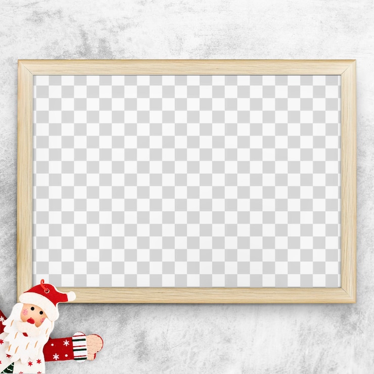 PSD modelo de marco de cuadros de navidad de madera sobre un fondo gris