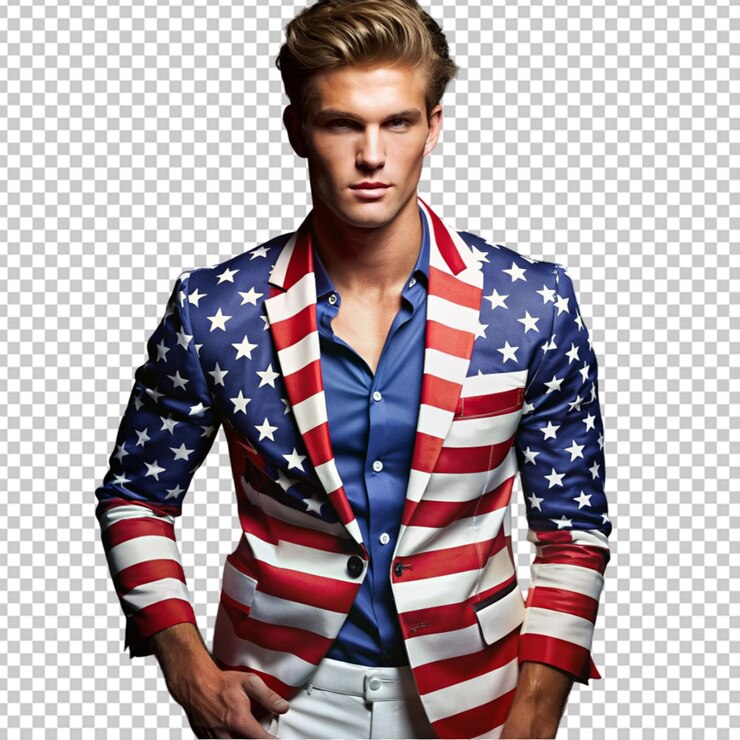 PSD modelo masculino vestindo roupas com temas patrióticos