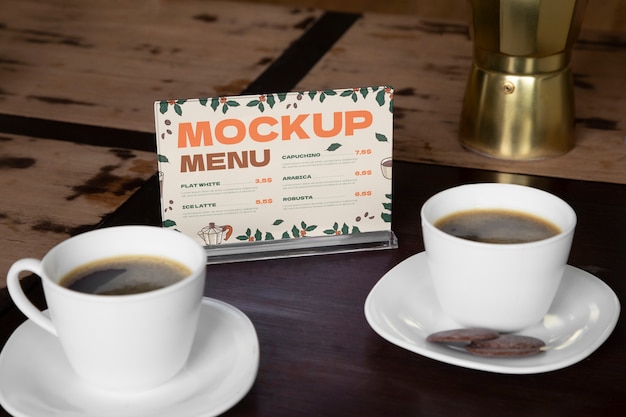Modelo de menú en la cafetería