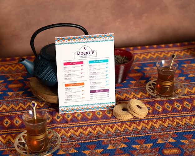 Modelo del menú de la sala de té