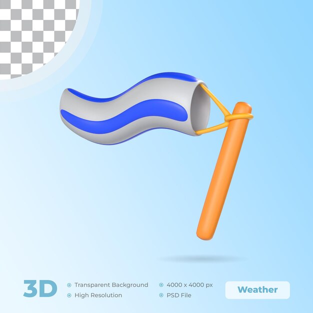Modelo meteorológico de icono 3D de Windsock con fondo transparente