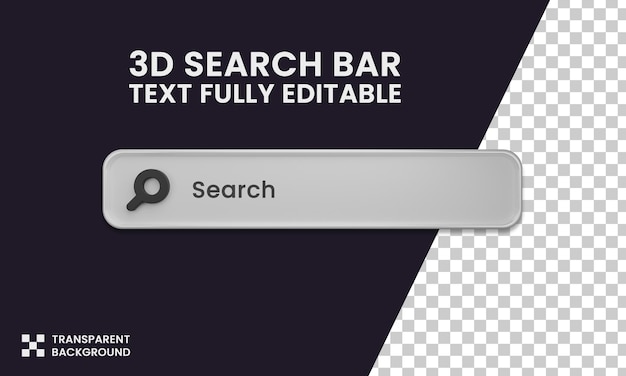 Modelo minimalista de barra de pesquisa em renderização 3d