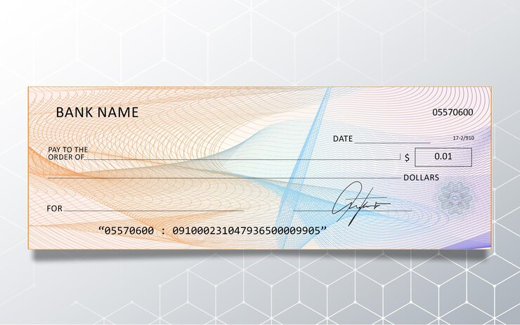 PSD modelo moderno de comprobante de cheque bancario un documento de pago