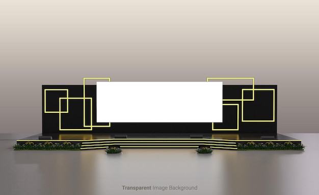 Modelo moderno de escenario de eventos con acentos geométricos con fondo de imagen transparente aislado 3drender