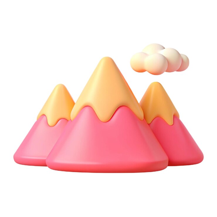PSD un modelo de una montaña con nubes en ella