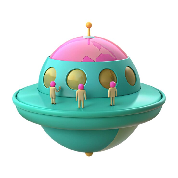 PSD un modelo de una nave espacial con personas en ella