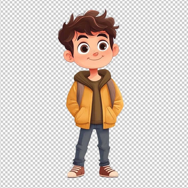 PSD modelo de niño funky en 3d con fondo transparente