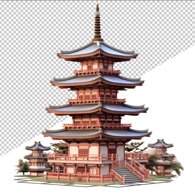 PSD un modelo de una pagoda con una pagoda en él