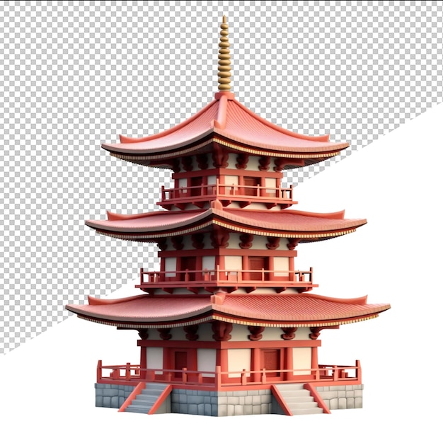 PSD un modelo de una pagoda con un techo rojo