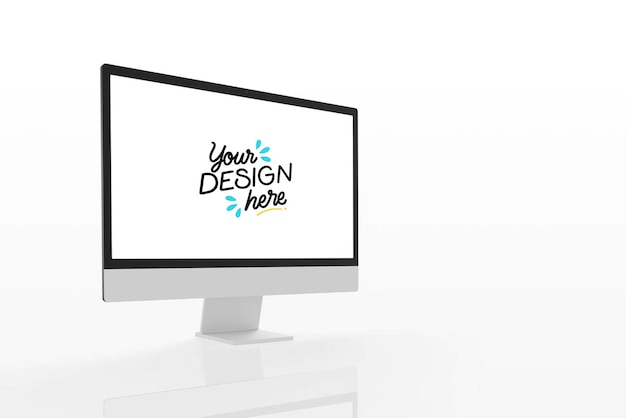 Modelo de pantalla de computadora de escritorio moderna en un fondo blanco