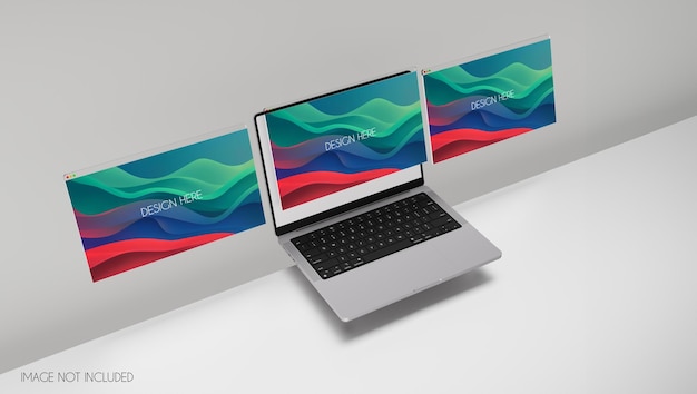 Modelo de pantalla de portátil moderno para la vitrina de diseño de aplicaciones y sitios web