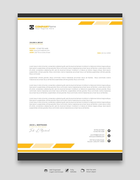 Modelo de papel de carta para empresas y empresas modernas