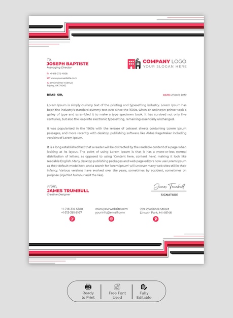 Modelo de papel de carta de negocios y corporativo moderno de PSD