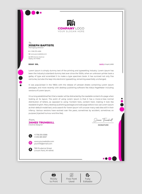 Modelo de papel de carta de negocios y corporativo moderno de PSD