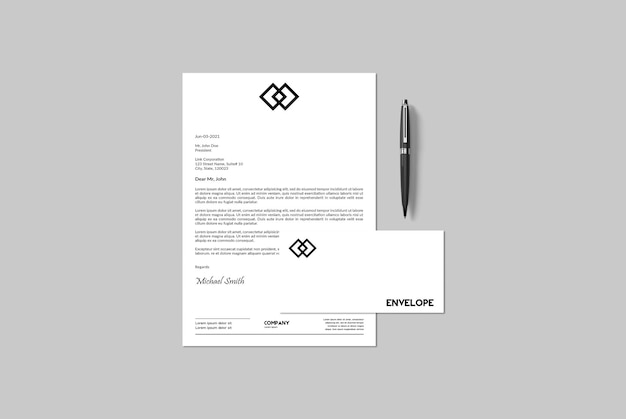 modelo de papel de carta para tarjetas de visita y sobres
