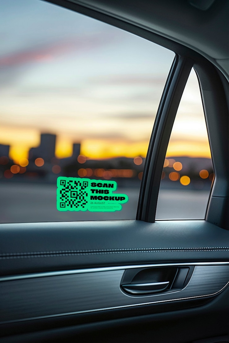 PSD modelo de pegatina de código qr para ventanas de automóviles