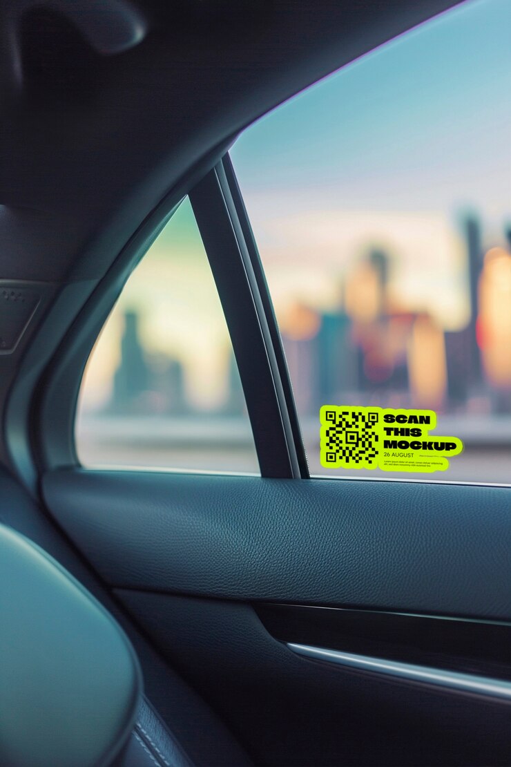 PSD modelo de pegatina de código qr para ventanas de automóviles