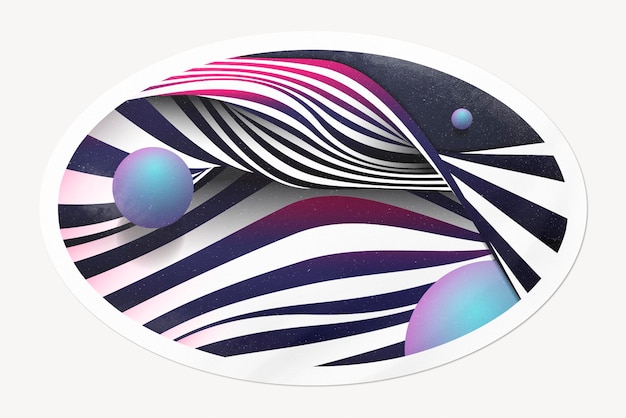 Modelo de pegatina de forma ovalada con borde blanco en formato psd
