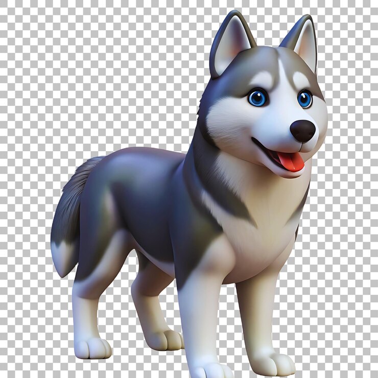 PSD un modelo de un perro con ojos azules y una nariz negra