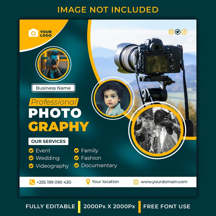 PSD modelo personalizável para um estúdio de fotografia