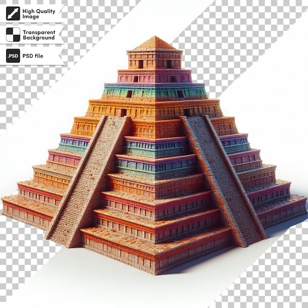 Un modelo de una pirámide con una imagen de un edificio que dice la palabra templo