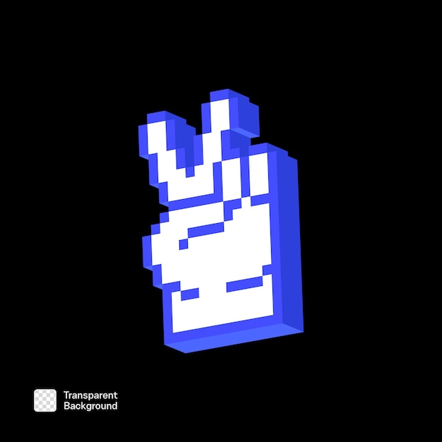 Modelo PNG de arte de pixel de mão 3D