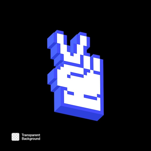 Modelo PNG de arte de pixel de mão 3D
