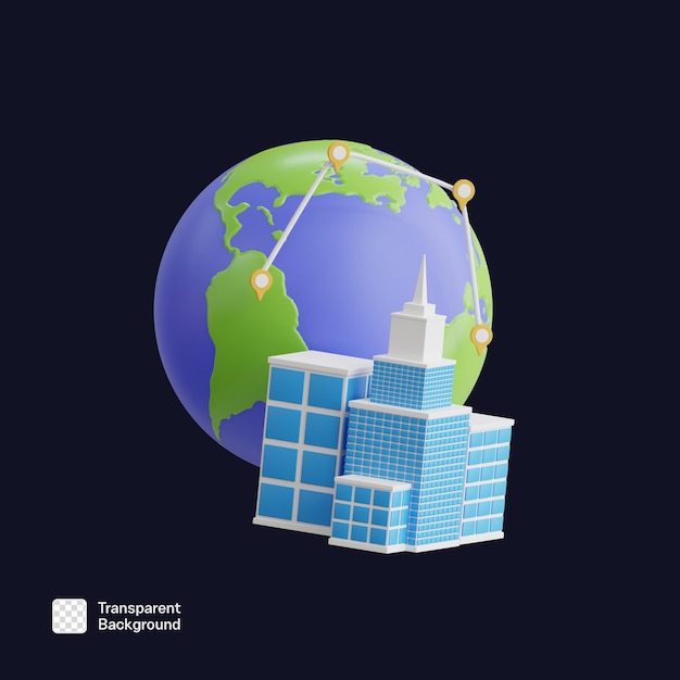 Modelo PNG de ícone 3D da Sede Global de Negócios