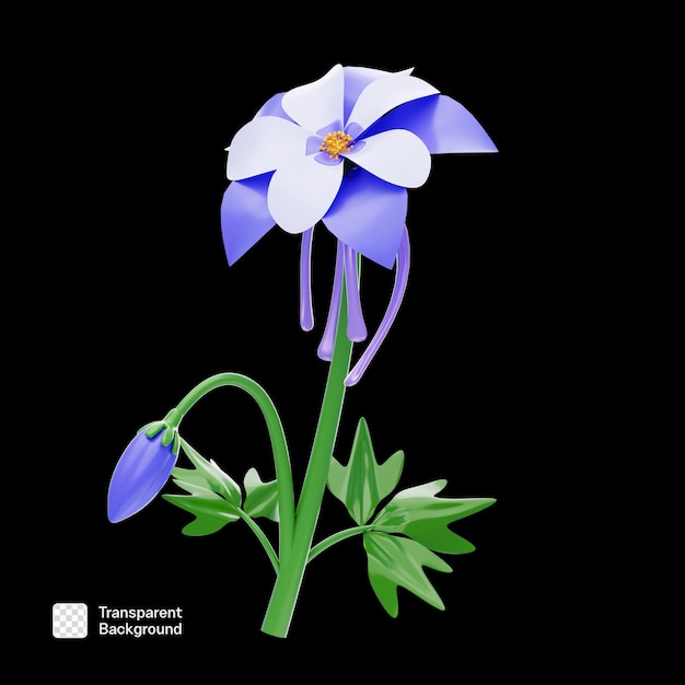 Modelo PNG de ícone 3D de flor realista
